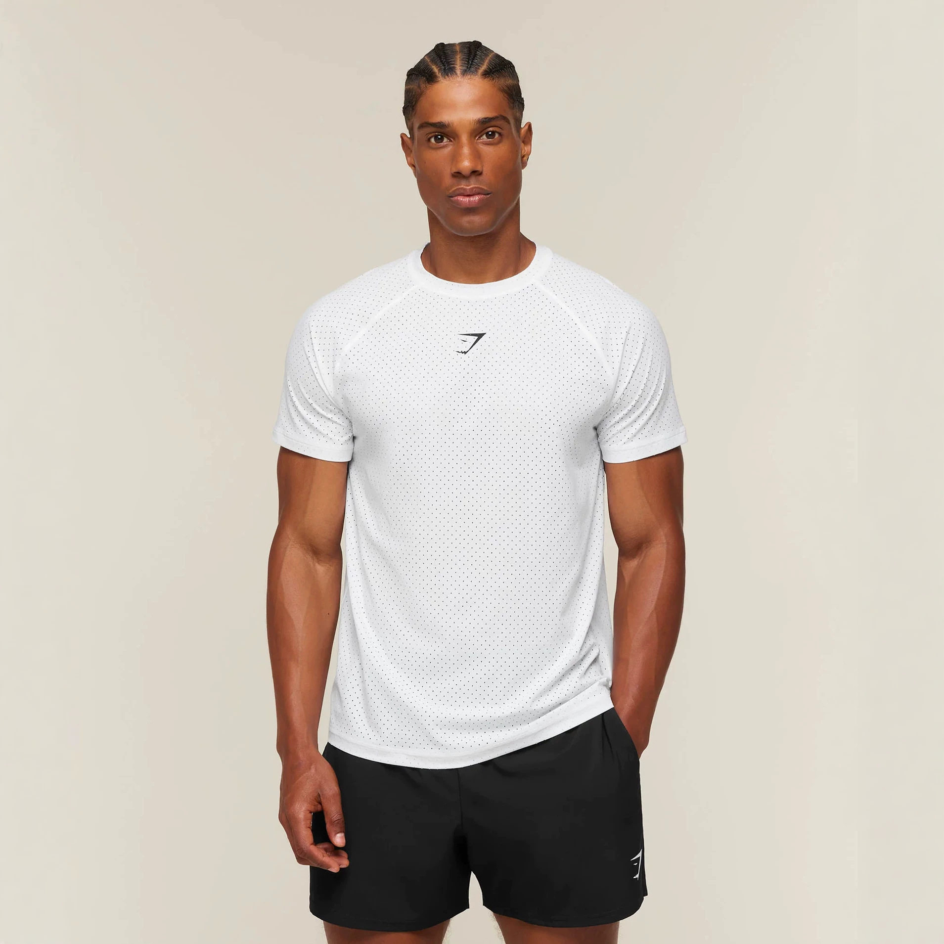 Мужская футболка GYMSHARK muscle sports fitness mesh из быстросохнущего дышащего топа для тренировок по бегу на открытом воздухе с короткими рукавами