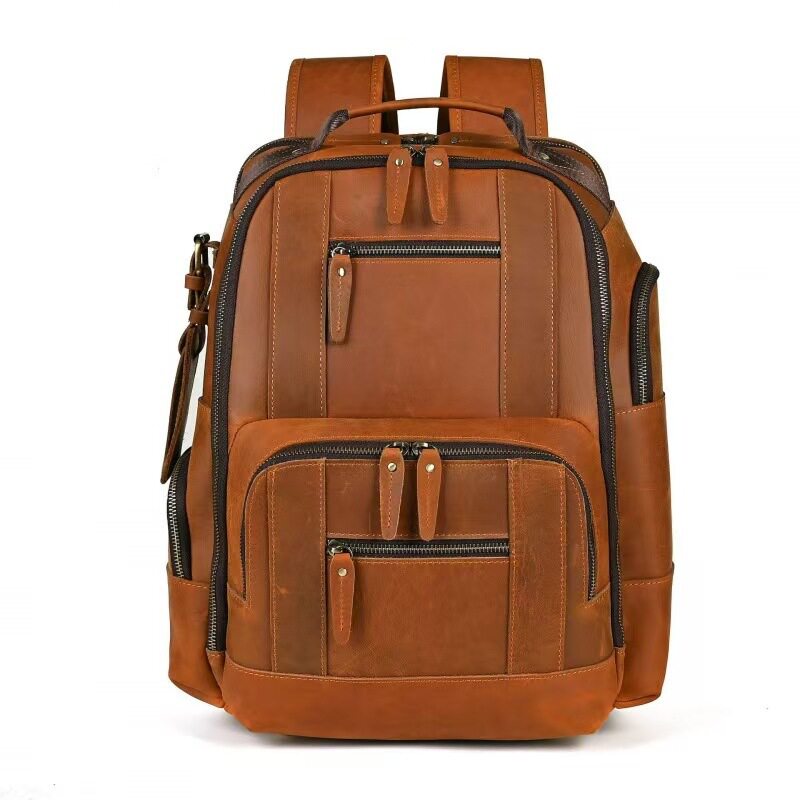 Balo Da Thật Mad Horse 15.6 Inch Dung Tích Lớn Phong Cách Retro Màu Nâu, Đen