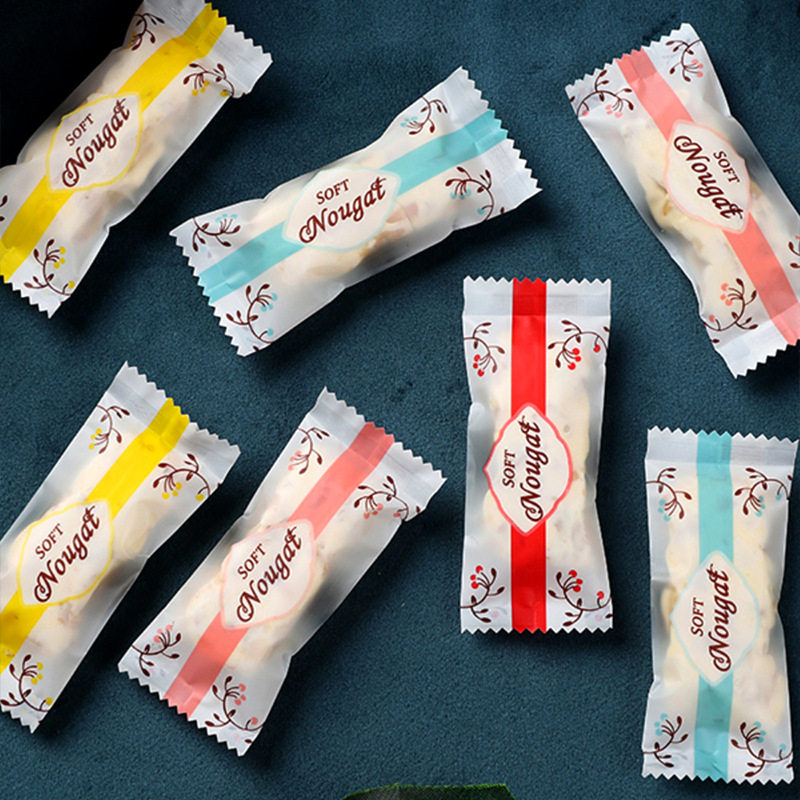 Nougat Packaging Bag Candy Milk Slice Candy Paper Baking Frosted Transparent Machine Sealed Bag Nougat Milk Jujube Packaging Bag