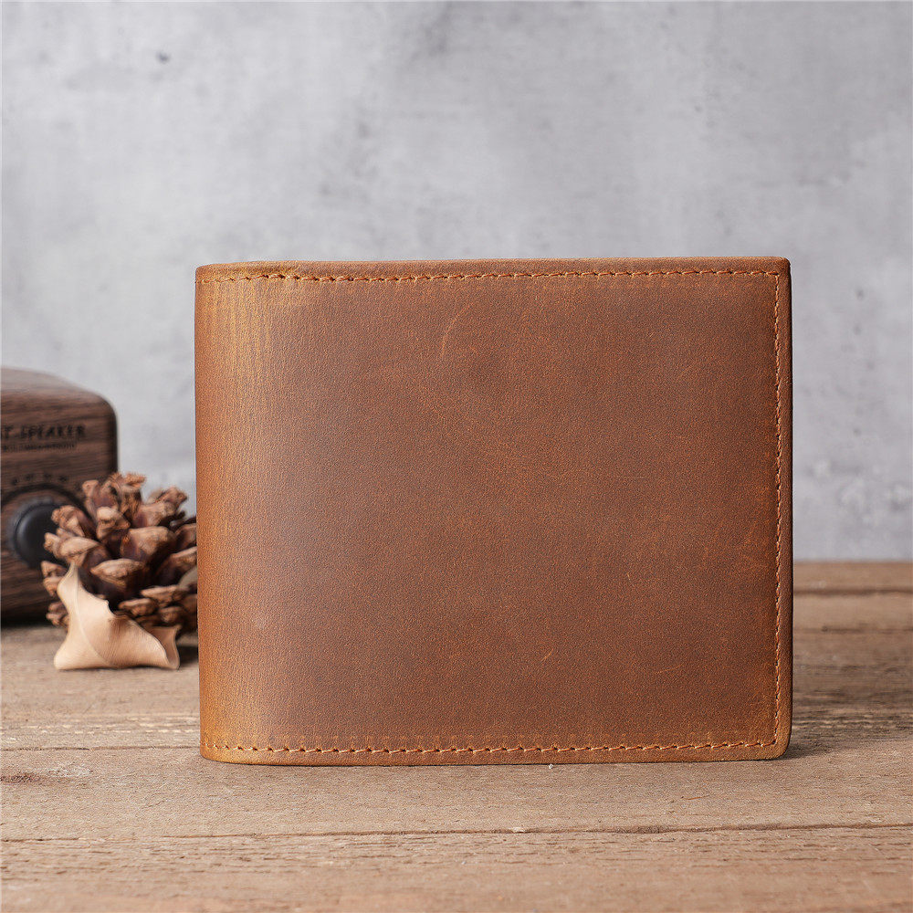 Cross-border men's crazy horse leather short wallet Europe and the United States retro change handmade cowhide card bag foreign trade wholesale 6005