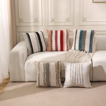 New Chenille Striped Jacquard Pillowcase Home Office Cushion Cover Living Room Sofa Model Room Pillowcase