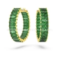 Square row diamond gold green diamond earrings