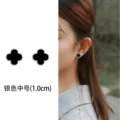 C3304# four-leaf clover ear studs-Silver