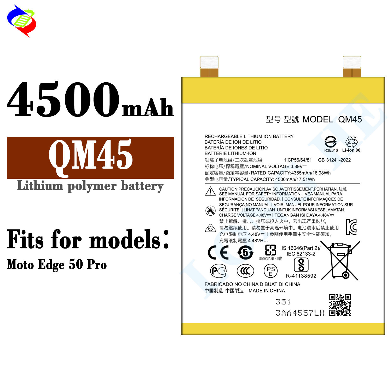 Suitable for Motorola Edge 50 Pro QM45 mobile phone battery 4500mah