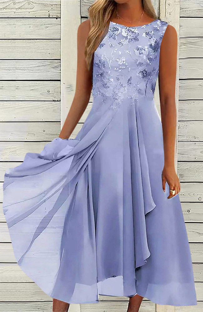Sleeveless Chiffon Lace Long Dress Elegant Hollow Out Design Perfect for Bridesmaids and Evening Events Wholesale