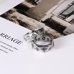 Cross-border spot titanium steel ring polygon 3D ring nightclub tide rice flower jewelry accessories SA1043