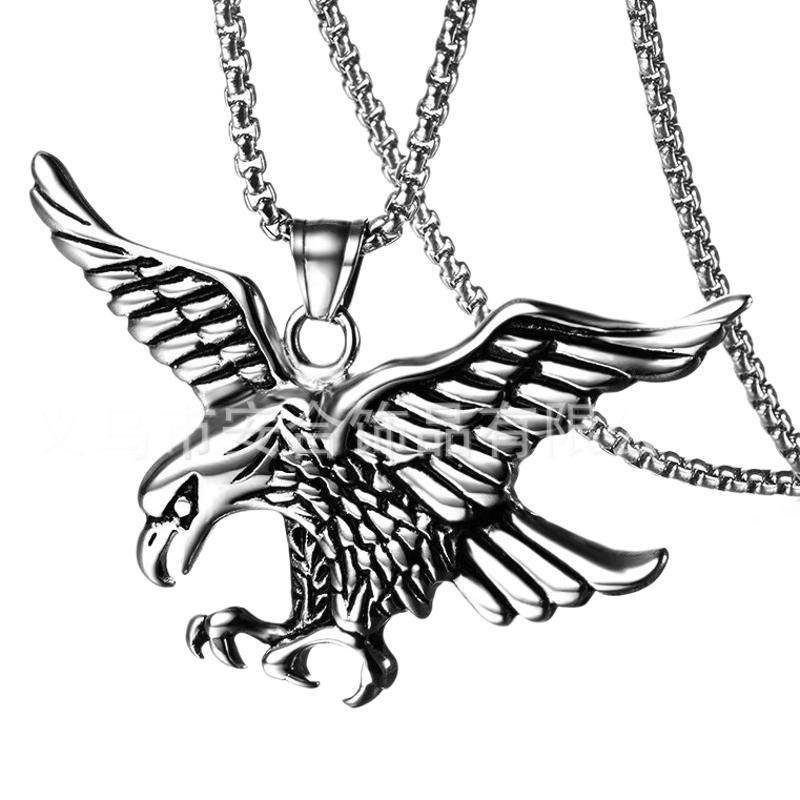 European and American fashion street hip-hop eagle pendant stainless steel chain men's necklace simple personality cross-border jewelry wholesale