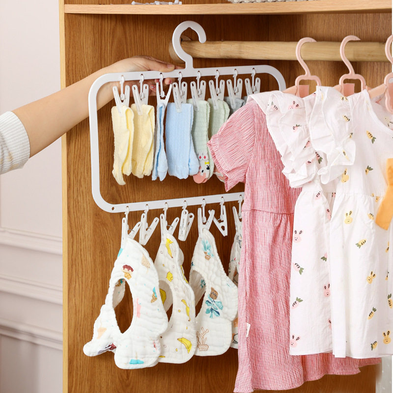 Children's Sock Clips, Multi-Clip Baby Saliva Towel, Intimates Clips, Clothespins, Balcony Windproof Socks Drying Artifact