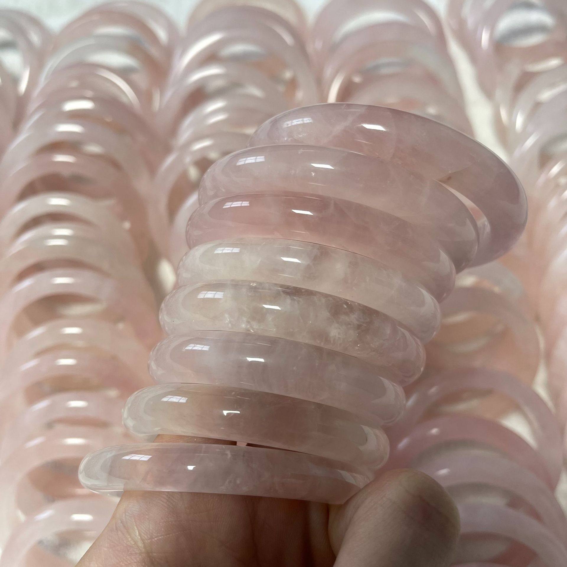 Natural Rose Quartz Bracelet, Custard Hibiscus Stone, Versatile Pink Crystal Jewelry Bracelet, No Optimization, Supports Re-Examination Jade Jewelry