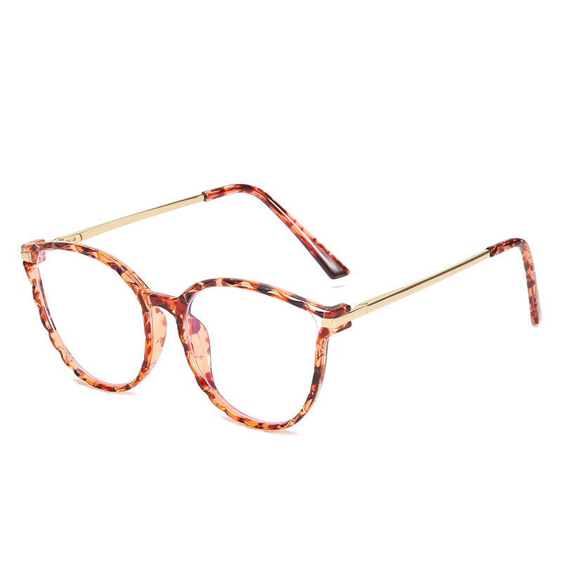 TR Glasses Anti-blue Glasses Metal Frame Wave Pattern Large Square Frame Fashionable Flat Glasses Student Myopia Glasses