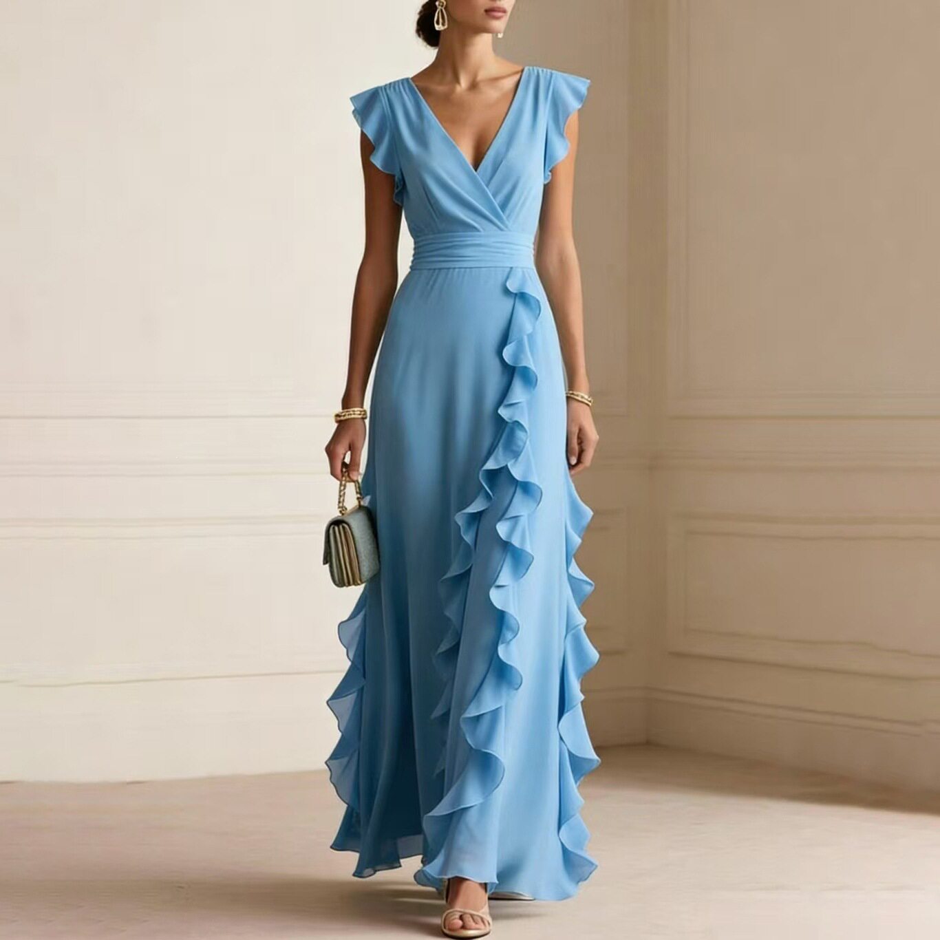 Elegant Womens Dress High End Design Solid Color French Style Perfect for Daily Wear and Special Occasions