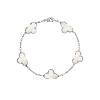 Four-Leaf Clover Cross-Border Internet Celebrity Hot-Selling 18K Gold-Plated Steel Color Double-Sided Ol Mother-Of-Pearl Four-Leaf Clover Bracelet Wholesale in Stock Dropshipping