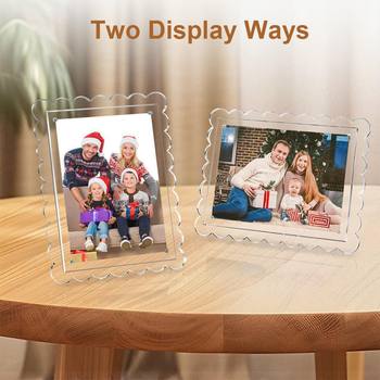 Cross-border Hot Sale Acrylic Photo Frame Lace Magnetic Frame Table Borderless Photo Display Frame Polaroid Photo Frame