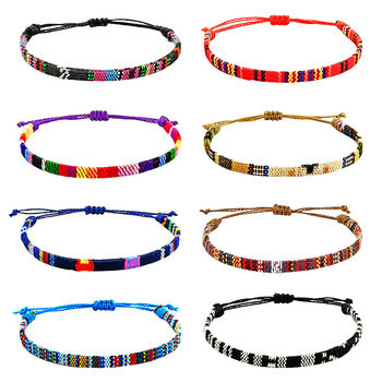 Cross-Border Colorful Woven Bracelets Nepal Friendship Pull-Out Flat Style Handmade Couple Artistic Style Fabric Woven Bracelets