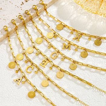 Trendy Titanium Steel Hip-Hop Distinctive Round Brand Bracelet Korean Style Internet Popular Ins Cold Style Student Girlfriend Bracelet Jewelry