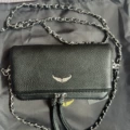 Small black 21cm silver chain with rivets
