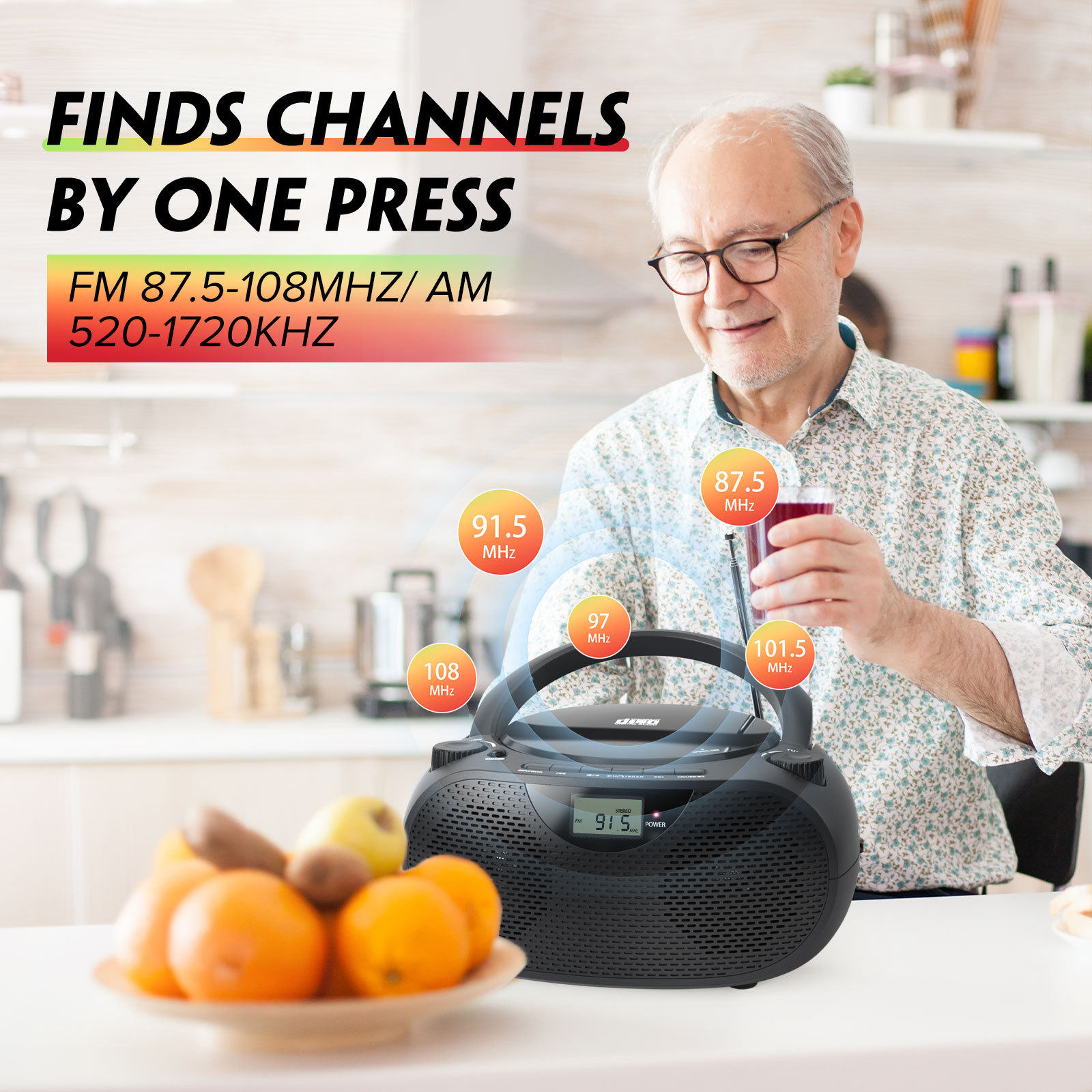 Portable Cd Player Boombox for Home Use, Cd Walkman Radio with Bluetooth, Multi-Voltage Compatible