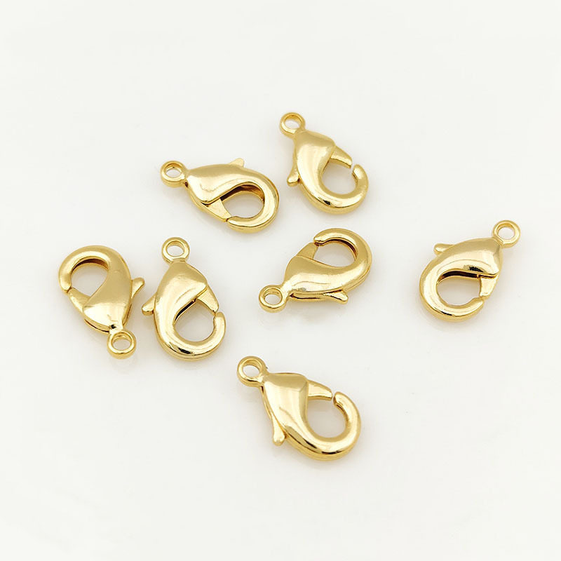 Copper plated real gold color preserving lobster buckle diy handmade jewelry accessories necklace bracelet connecting buckle closing buckle spring buckle