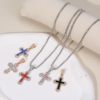 Cross-Border Cross Necklace Hip-Hop Style Zircon Pendant Jewelry Titanium Steel Versatile Choker Personalized Sparkling Jewelry Wholesale