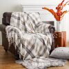 Sofa Blanket Imitation Cashmere Plaid Throw Blanket Tassel Blanket Leisure Blanket Gray and White Plaid Blanket Blanket