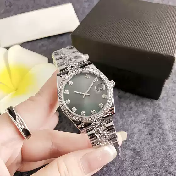 Factory Direct Sales Micro-Business Cross-Border Watch Live Broadcast Series Diamond-Encrusted Calendar Dial Waterproof Watch for Women Foreign Trade Wholesale