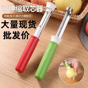 Telescopic Fruit Corer, Apple Corer, Stainless Steel Pear Core Extractor, Two-In-One Shrinkable Fruit Peeler
