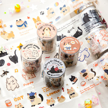 Mr. Paper Single Roll PET Die-cut Tape Cat and Dog Diary Series Cute Cute Pet Illustration Hand Account Cup Collage