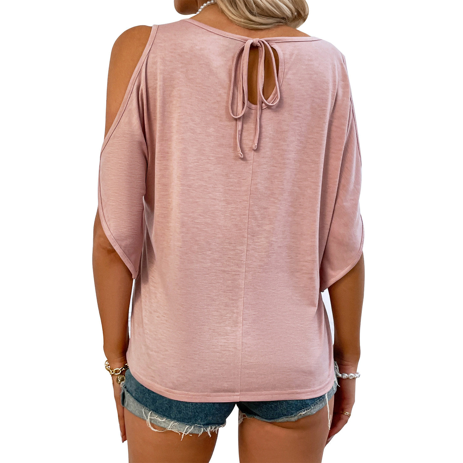 Womens Batwing Sleeve T Shirt Loose Fit Round Neck Off Shoulder Trendy Design Casual Wear Summer Style OEM