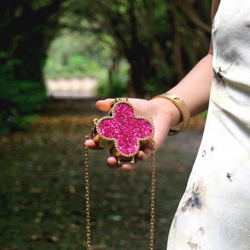 Mini Coin Purse Four-Leaf Clover High-End Fashion Shiny Rhinestone Evening Bag Clutch Bag Women's Bag New Style Flash