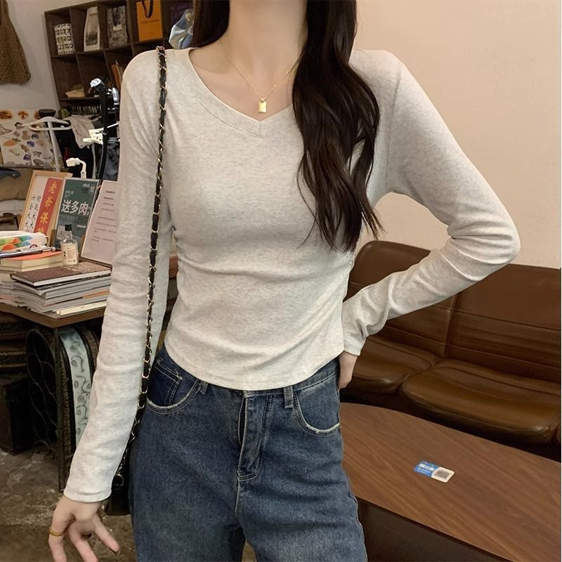 Womens Long Sleeve T Shirt Slim Fit Irregular Hem Wrinkle Resistant Fabric Casual Autumn Winter Wear