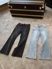 Top Quality! 24Ss New Style Flared Paris Flared Jeans Cleanfit Washed Ice Blue Denim Washed Black Denim
