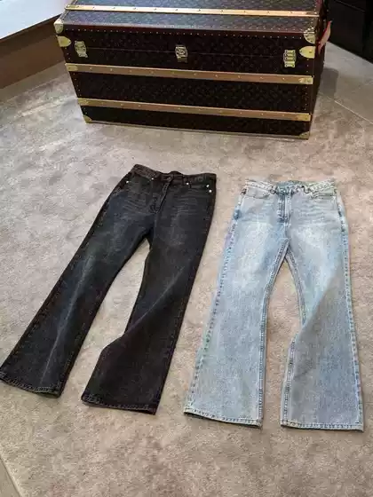 Top Quality! 24Ss New Style Flared Paris Flared Jeans Cleanfit Washed Ice Blue Denim Washed Black Denim