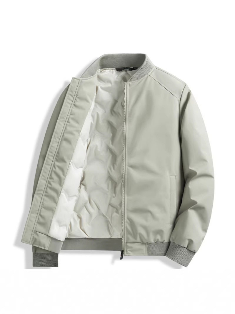 Jianheng Cross-Border Baseball Collar down Jacket for Men, Winter Warm and Cold-Resistant, 50% Gray Duck Down, Cold-Proof Casual Jacket for Men