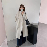 Double-Sided Wool Coat for Women, New Style, Hand-Sewn, Lazy Style, Mid-Length Woolen Coat for Women, Extra Long Style