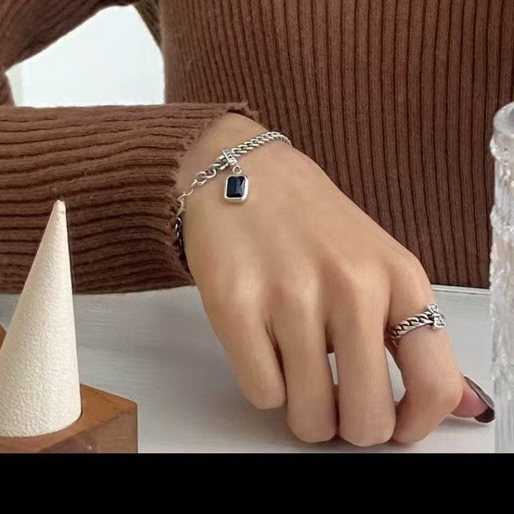 Diamond Blue Zircon Necklace Women's Niche Design Heavy Industry Simple Thick Chain Lucky Clavicle Chain 2022 Trendy