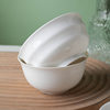 Simple Rice Soup Bowl Set for Home Use, Japanese-Style Pure White High-Temperature Resistant Ceramic Bowls