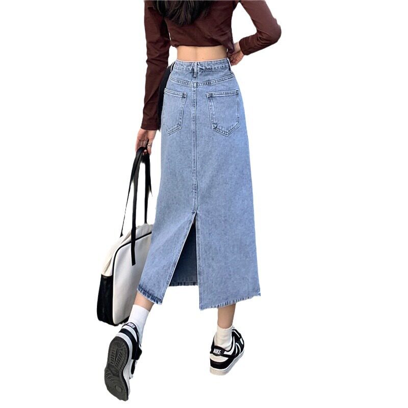 High Waisted Vintage Split Denim Midi Skirt for Women A Line Bodycon Spring Collection Wholesale Available