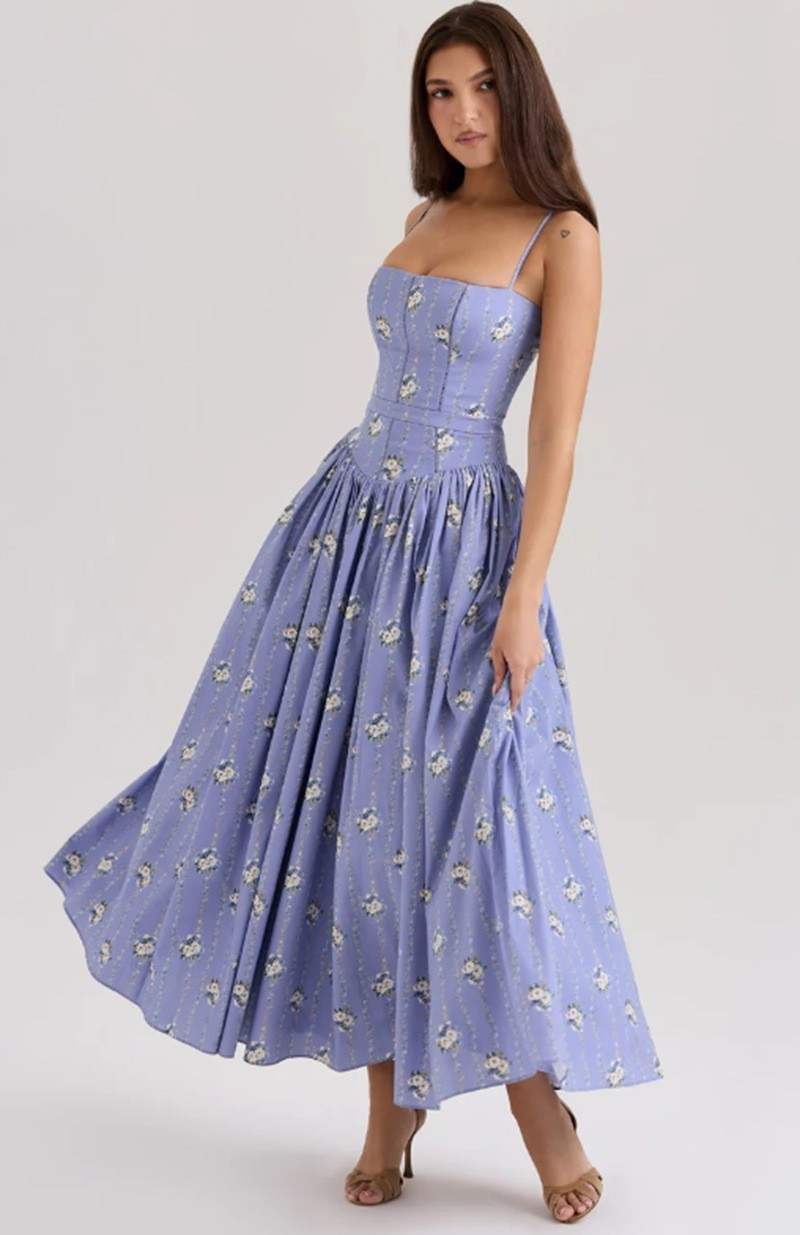 Floral Slip Dress Elegant Slim Fit Soft Fabric Perfect for Spring Summer Occasions Wholesale Available