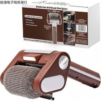 Rechargeable Stainless Steel Roller Barbecue Brush with Light, Brushless Hair Removal, Special Food Grade Cleaning