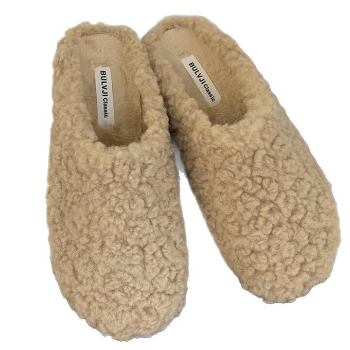 Baotou Fur Slippers for Women 2025 New Spring & Fall Versatile Outer Wear Cotton Slippers Casual Fashion Home Shoes