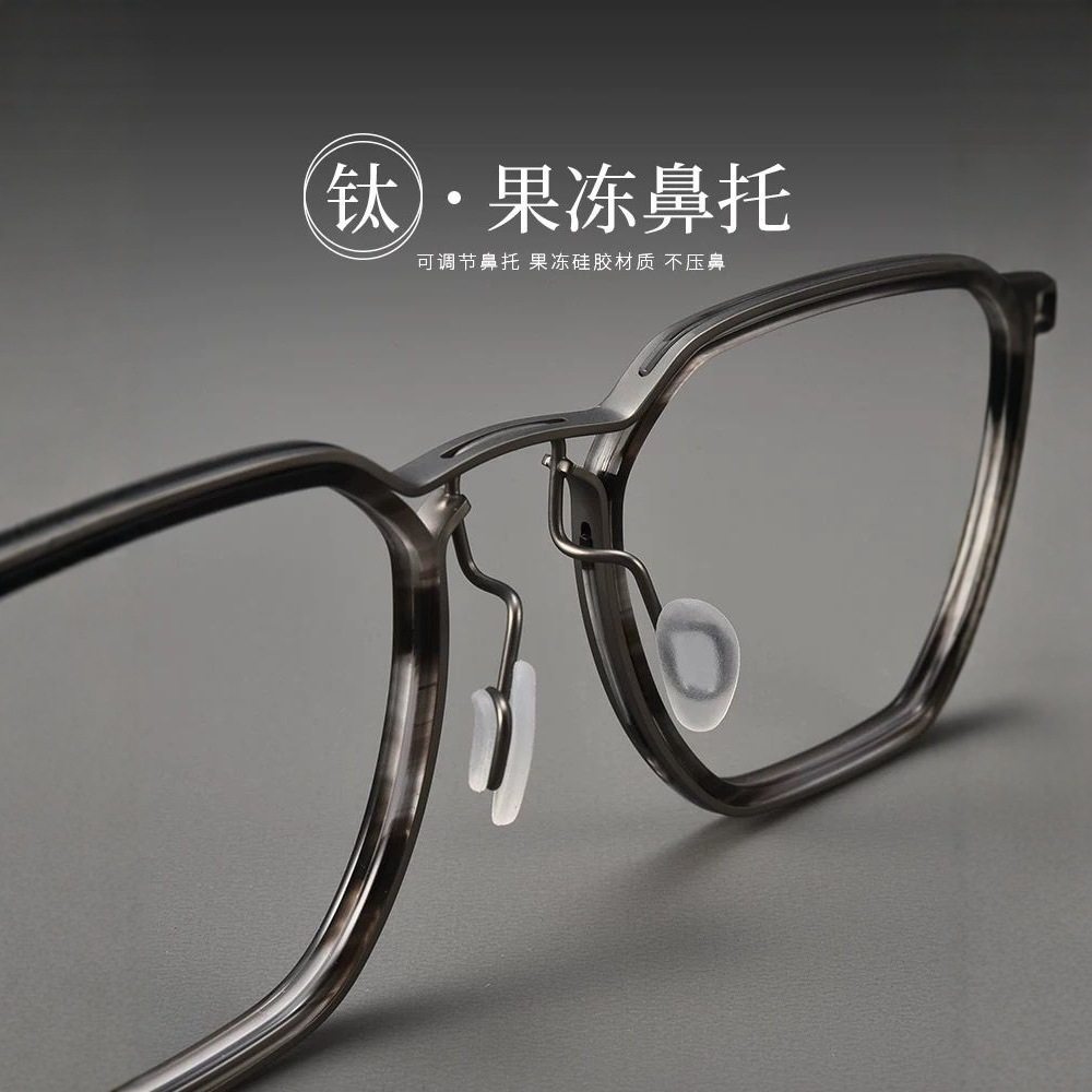 Japanese Style New Product Italian Pure Titanium Retro with Plate Industrial Design Style Literary Square Frame Myopia Glasses Frame 5867