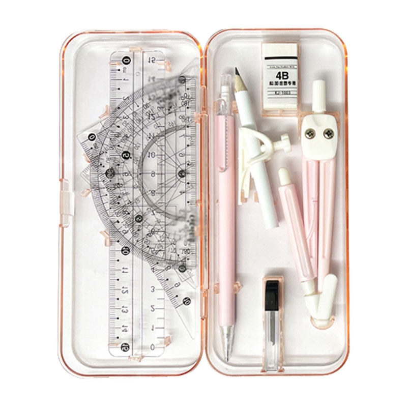 Ruler and Compass Set 9-Piece Student Exam Learning Stationery Supplies Triangle Ruler Triangle Plate Protractor Ruler