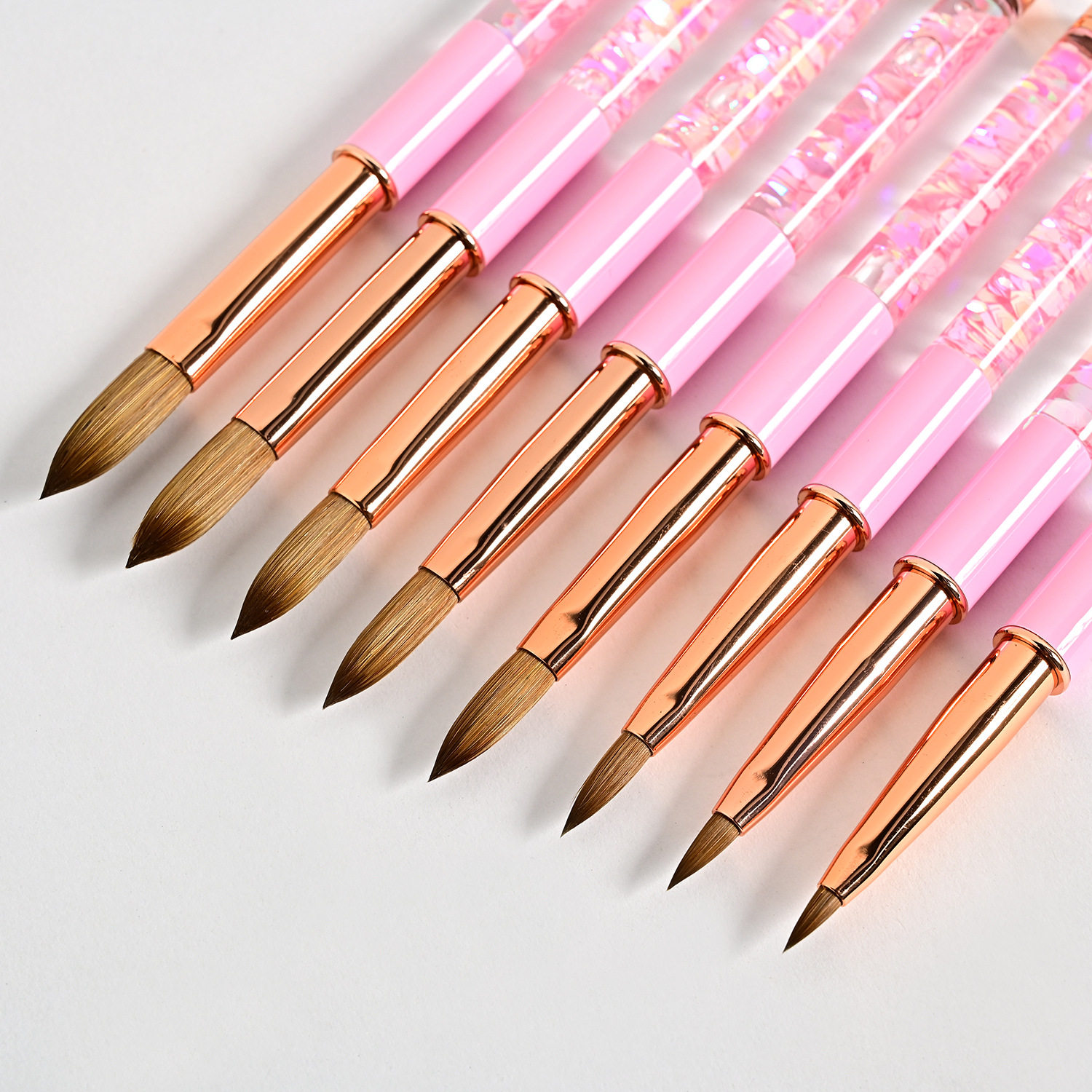 Manicure Pen Special Pen Set Wholesale Mink Hair Acrylic Rod Round Head Flat Head Painted Flower Pen Pull Line Tracing Pen