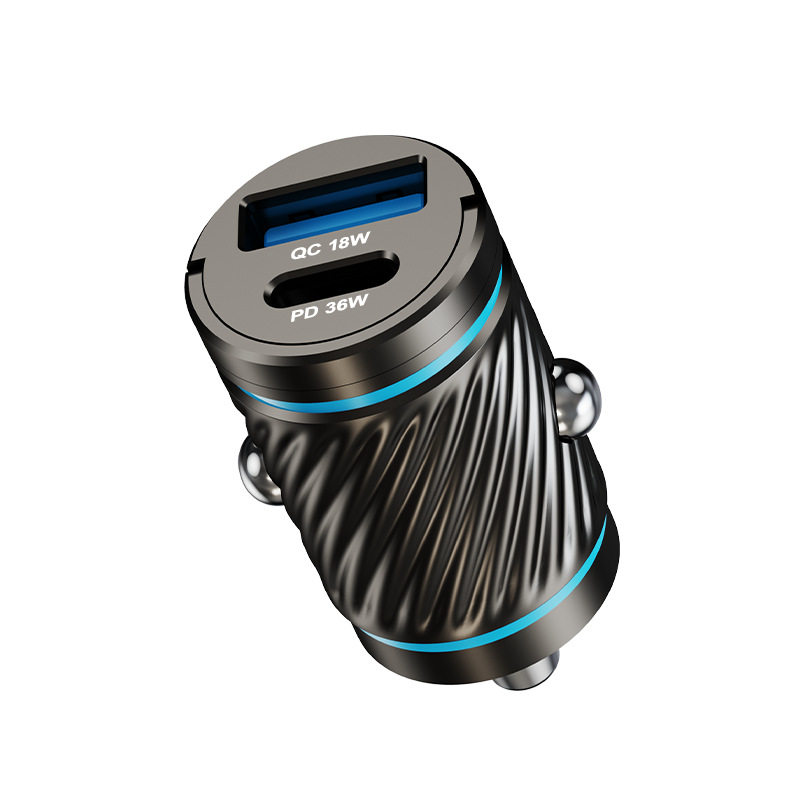 Cross-Border New Model Car Charger Invisible Mini Pd36W+Qc18W Car Charger Super Fast Charging Flash Charging