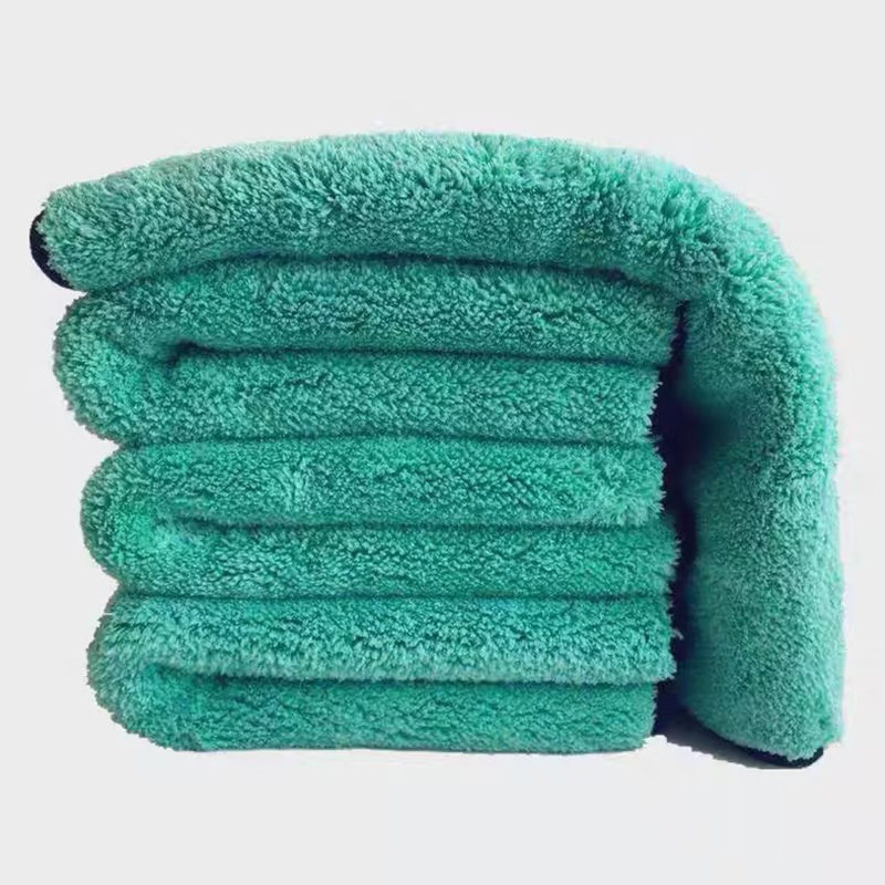 1200g green hair strange water towel wholesale fine fiber absorbent car cloth thick double coral fleece car wash towel
