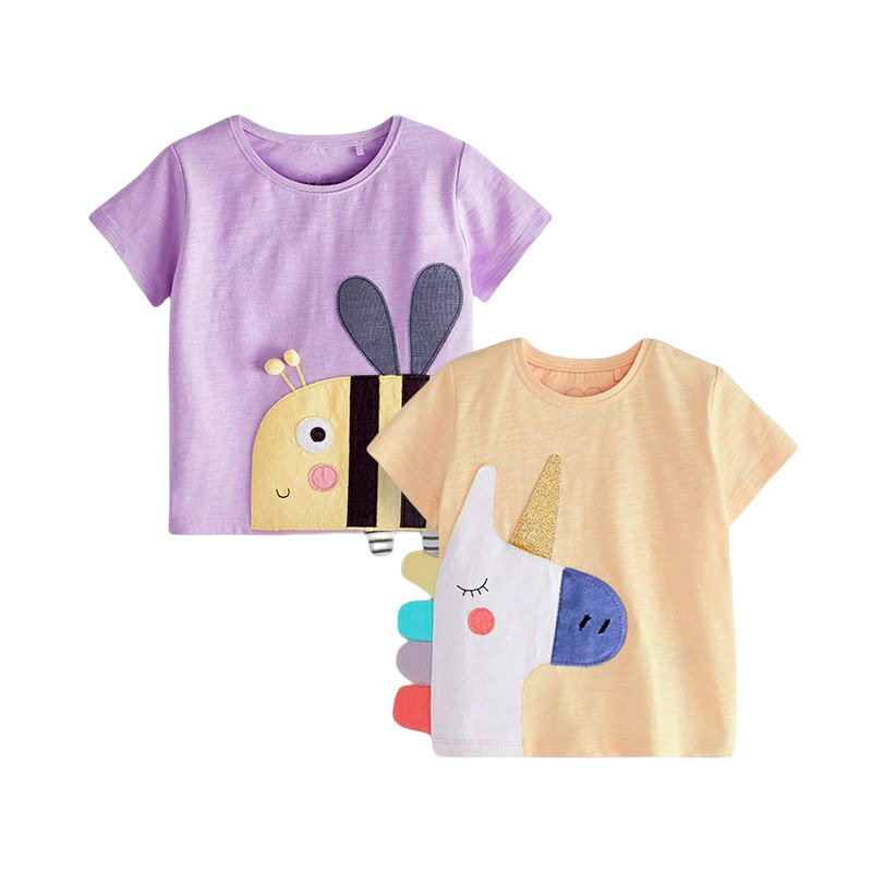 Kids' T-shirt, New Summer Cartoon Top, Cotton Crewneck Sweat-absorbent Girls' T-shirt