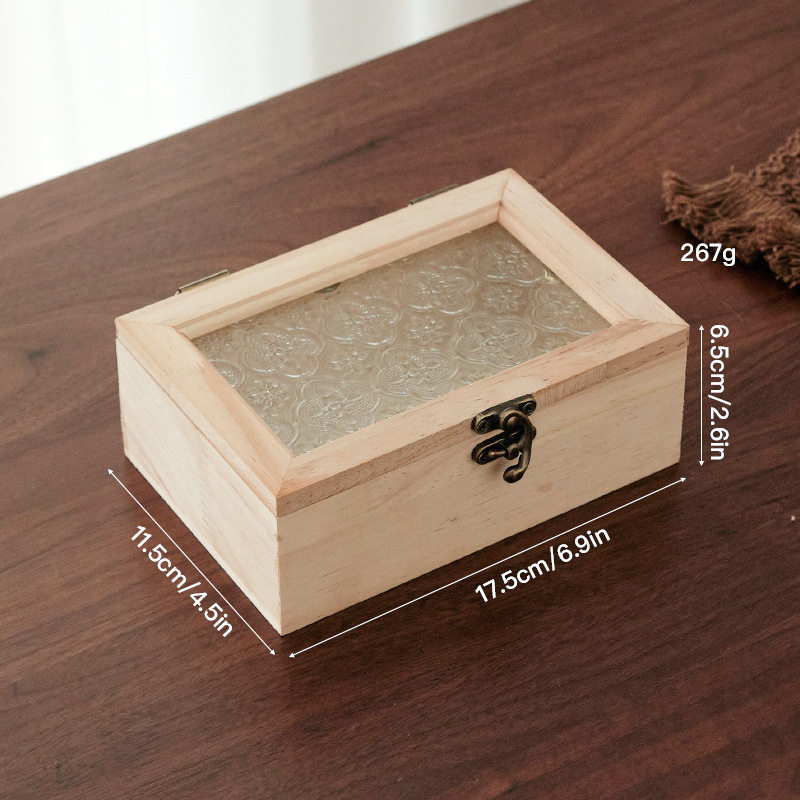 【原木色】パイン材 【Sサイズ】ベゴニアの花のジュエリーボックス