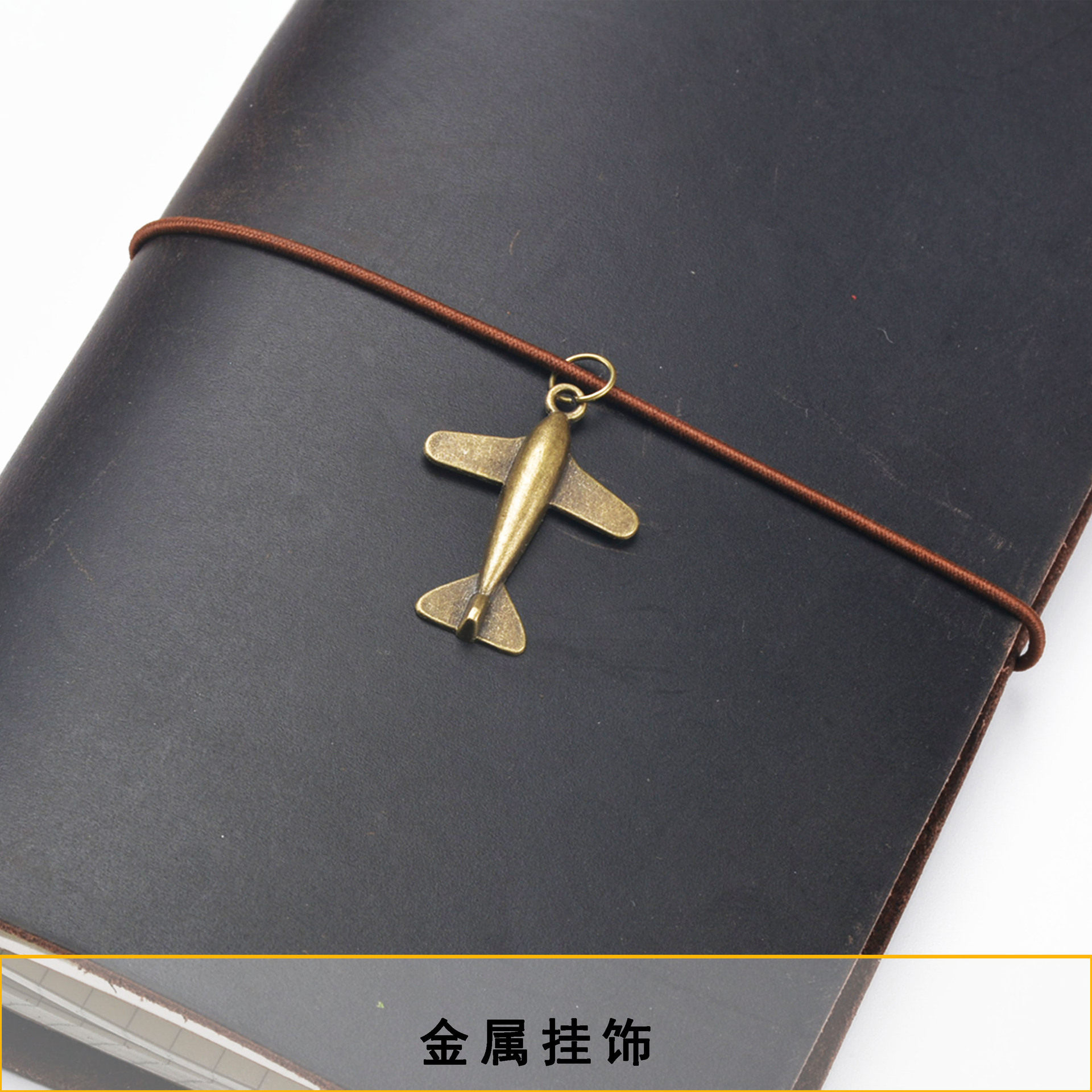 Retro Traveler Notebook Pendant Elastic Band Alloy Silver-Plated DIY Ready-Made Necklace
