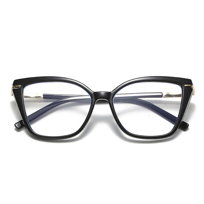 New fashion cat eye glasses frame female fashion personality Internet celebrity plain glasses frame cross-border color-changing anti-blue light glasses