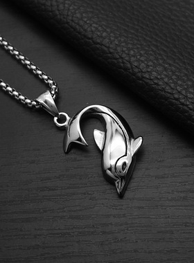 冷淡风小海豚项链吊坠可爱韩版